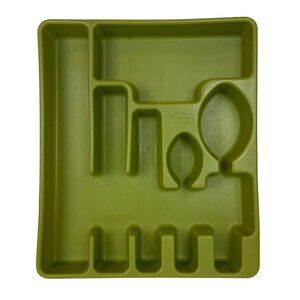 Vintage Rubbermaid Avocado Green Plastic Cutlery Organizer Tray 1970s